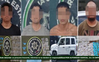 Capturan a cuatro hombres con droga y ponchallantas